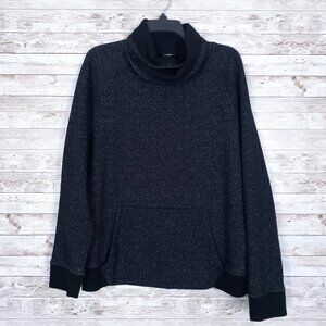 H&M Mens Sweatshirt L Collar Front Pocket Black 419